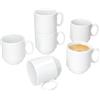 MamboCat Tommy - Set di 6 tazze da caffè, 220 ml, in porcellana bianca, con manico, per 6 persone, impilabili, per bevande calde, per tè, cacao, latte macchiato & Co