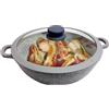 EURONOVITA' SRL ITALY Padella,Griglia,Tegame Wok 36 cm con manici e coperchio in silicone padella pietra stone vulcanica rivestimento in pietra,fondo induzione EN-229721