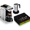 Nespresso Macchina da caffè automatica Nespresso Professional Zenius con Aeroccino4 (montalatte) e 100 capsule di caffè, ideale per piccoli uffici - Argento