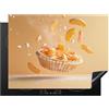 KitchenYeah© Copri Piano Cottura 70x52 cm Coprifornelli Tappetino per Induzione Fornello Tutto per la Cucina Pesca - Cibo - Torta - Arancione
