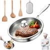 Ruileyou Padella Titanio, Padella Titanio Puro with Lid and Spatula, PadellainTitanio for Kitchen and Camping, Uncoated Frying Pan, Pro Hammered Non-Stick Pans for Any Hob (Con coperchio, 24cm)
