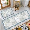 ZZDXL 2 Pezzi Tappeto Cucina Passatoia Azzurro Tappeti Tappeto Cucina Antiscivolo Lavabile Tappetino Tappeti da Cucina Moderno Lungo per Corridoio, Camera da Letto