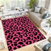 JEDTAKCT Tappeto Leopardo punk, 150x210cm, lavabile in lavatrice, a pelo corto, per soggiorno, camera, Fucsia motivo Animali di strada, per bambini, antiscivolo, sala da pranzo