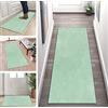 ZUZEKU - Tappeto da cucina lavabile antiscivolo, verde chiaro, 70 x 300 cm, passatoia da corridoio, tappeto da cucina, tappeto da camera da letto, tappeto da sala da pranzo, in poliestere, venduto al