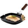 AKITAInk Bistecchiera in Alluminio Pressofuso Antiaderente Quadrata e Rettangolare, Ideale per Carne, Verdure e Grigliate, Compatibile con Induzione, 20x20 cm