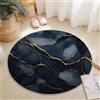Generico Tappeto Rotondo per Soggiorno 60 cm Nero Lavabile, Pelo Corto, Moderno Marmo Nero - Tappeto Antiscivolo Extra Morbido e Fluffy per Camera da Letto e Cucina