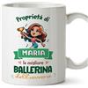 Mugffins Tazza Personalizzata in ceramica per BALLERINA donna 11 oz / 350 ml - In italiano - Proprietà di - Idea regalo per compleanno, anniversario, natale, laurea