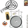 COMBOI Paellero Gas Butano 70 CM, Paellera 90 CM, Kit Bruciatore, Regolatore del gas, Tubo flessibile, Gambe Treppiede, Livello, Grembiule, Libro di Ricette Digitale (Kit 700 + Gambe Treppiede)