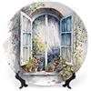 Gokays Divertenti piatti decorativi in ceramica con finestra ad acquerello con stampa floreale per casa con espositore per soggiorno, sala da pranzo, cucina, decorazione per la casa, piatto piano