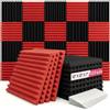 XIN&LOG 48 pezzi di pannelli fonoassorbenti, da 2,54 x 30,5 x 30,5 cm 1 x 12 x 12 Nero e rosso
