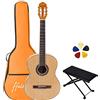 ffalstaff Chitarra Classica Elettrificata ffalstaff con Tastiera e Ponte in Palissandro, Equalizzatore a 5 Bande, Poggiapiedi, Borsa Colorata con Tasca Porta Accessori e 5 Plettri