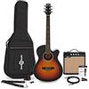 Gear4music Chitarra Acustica Elettrificata Kit Per Principianti Con Amplificatore Da 15 W