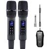 DIGNIFE Microfoni Wireless, Microfono senza fili Microfono portatile professionale UHF Micphone for il palco della scheda audio dal vivo microfoni e ricevitore wireless(One drag two)