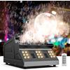 DELIBANG Macchina del Fumo con Telecomando Wireless 1500W Macchina della Nebbia Macchina per bolle di sapone grandi Double Bubble Maker 18 Luci LED per il DJ Matrimonio Halloween