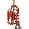 ONLIEST OVERSEAS Tromba tascabile in Sib con bocchino e custodia per il trasporto, arancione e argento