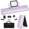 COSTWAY Tastiera Pianoforte Pieghevole a 61 Tasti, Tastiera Elettronica con Funzione MIDI, Cuffie, Pedale Sustain, Pianoforte Digitale Portatile per Principianti (Viola)