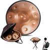 Generic Handpan Professionale in Acciaio 22 - Strumento Musicale A Percussione con Scala Re Minore 9/10/12 Toni - Tamburo A Mano 432Hz 440Hz - Perfetto per Musicisti Yoga Rilassamento(Gold,440HZ/9Note)
