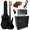 MSA Musikinstrumente BASSO ELETTRICO NERO MANCINO - BASSI ELETTRICA BLACK PER MANCINO - SET ELLETRICHE CON AMPLIFICATORE DA 30WATT - BORSA - PLETTRO - CORDE - SINTONIZZATOR
