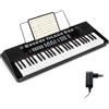 COSTWAY Tastiera Pianoforte a 54 Tasti per Principianti, Pianoforte Digitale con 200 Ritmi e 200 Suoni, 60 Demo, Leggio, Strumento Musicale Educativo per Bambini, Adolescenti e Adulti, Nero