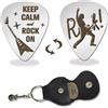 arricraft Plettro per Chitarra In Acciaio Inossidabile Da 1 pezzo arricraft, Mantieni La Calma e Rock Roll Plettri per Chitarra In Metallo con Supporto Pick per Basso Regali Musicali per Musicista