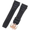ROUHO 25mm Cinturino di Ricambio in Gomma Premium, Bracciale Regolabile in Silicone per Richard Mille RM-11-Nero + Oro Rosa Fibbia