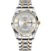 Poedagar - Orologio da uomo di lusso al quarzo, impermeabile, con data e settimana, luminoso, da polso in acciaio inossidabile, orologio sportivo maschile, Oro bianco