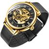 Tiong Orologio da uomo con scheletro meccanico classico con numeri romani Steampunk Orologio da uomo a carica manuale