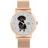 Toff London Black Dachshund Dog Watch Ladies 38mm Case 3atm Resistente all'acqua Movimento al quarzo progettato su misura Lusso alla moda