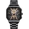 DAXIAOYU Moda Sport Uomini Orologi Da Polso Di Lusso Cronografo Luminoso Impermeabile Automatico Data Orologio Quadrato Quadrante Cinturino In Pelle, Acciaio Rosa Nero, Lusso