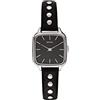 KOMONO Kate Studs Black Silver Women's Japanese Quartz Analogue Watch with Genuine Leather + Metal Studs Strap