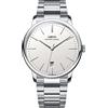 Lobinni Top Brand Ultra Sottile Automatico Meccanico In Acciaio Inox Calendario Moda Business Casual Orologio, Argento-bianco, Meccanico
