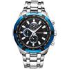 CURREN - Orologio da polso da uomo, sportivo, impermeabile, al quarzo, in acciaio inox, per uomini e ragazzi, Blu
