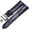 ROUREOX Cinturino In Cuoio Autentico Flessibile Fibbia A Farfalla Cinturino In Cuoio Sostitutivo Accessori Riparazione per LONGINES Master Collection-Blu + Argento 21mm