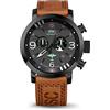 RSC Pilot's Watches Uomo 45mm Orologio da aviatore Cronografo Swiss Quarzo Mosquito D-Day, Marrone chiaro, Militare