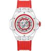 DAXIAOYU Orologio da Uomo Fashion Hollow Skeleton Automatico Meccanico con Cassa Trasparente Unico, Impermeabile, Cinturino in Silicone, Orologio da Polso Sportivo, Rosso, Sportivo
