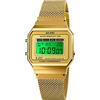 Gosasa Orologio digitale multifunzione sportivo unisex, classico, unisex, con cinturino in acciaio inox, impermeabile, elettronico, a LED, A Gold., Medium, Digitale