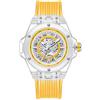 DAXIAOYU Orologio da Uomo Fashion Hollow Skeleton Automatico Meccanico con Cassa Trasparente Impermeabile Cinturino in Silicone da Sport, Giallo, Sportivo