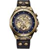 DAXIAOYU Orologio da polso da uomo con scheletro, stile steampunk, con numeri romani, stile retrò, sportivo, vintage, con lunetta in bronzo, orologio da polso meccanico automatico in pelle,
