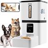 Yakry Alimentatore automatico per cani con telecamera WiFi: 8 l, 33 tazze, facile da installare, alimentatore per gatti - registrazione video HD 1080P per animali domestici di piccola taglia, controllo app