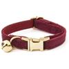 Generico Collare di gatto in velluto artificiale morbido personalizzato, Tag personalizzato del gatto, Collare del gatto inciso laser del bottone del metallo, circonferenza del collo 16-32 cm() (Champagne)