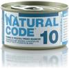 Generico Natural Code Umido Gatto Adult gusto TONNO e PESCI BIANCHI, Numero 10, alimento completo in SFILACCETTI per gatti adulti di tutte le taglie, altamente digeribile | 12 scatolette da 85 grammi l'una.