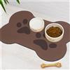 DOTBUY-SHOP Tappetino Sotto Ciotola Cani Assorbente, Forma Osso Stampa Zampa di Cane Tappetini Sottociotola per Gatti Tappeto Sotto Ciotola Asciugatura Rapida Antiscivolo (Marrone,30x40cm)