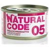 Generico Natural Code Adult Gatto Cibo Umido Pollo e Prosciutto. 12 LATTINE da 85g CADAUNO