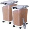 Nobleza - 2 Pezzi Contenitore per Animali da 30 L, Animali Domestici Scatola di Alimenti con Ruote Contenitore, Coperchio Ribaltabile, Ermetico, Trasparente, Ruote e Pala, per Cibo per Cani e Gatti