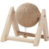ASEELO Palla di legno di sisal con campanella per coniglio, supporto in legno resistente all'usura, giocattolo leggero per graffiare