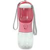 LOVE HEALS Borraccia Portatile per Cani 2 in 1 | Bottiglia Dosatrice Multifunzione per Acqua e Cibo da 300 ml + 100 gr (Rosa)