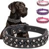 Pimaodog Collare per cani in pelle PU con borchie per cani di taglia piccola, media e grande, pitbull, mastino, labrador, boxer, rottweiler, pastore tedesco (nero, M)