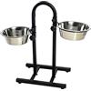 Leopet Supporto Rialzato ad U Regolabile con 2 Ciotole 2800 ml. in Acciaio Inox Altezza 60 cm