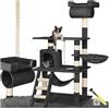 tectake® Tiragraffi per Gatti, Albero Medio 141 cm con Amaca, Cuccetta, Tunnel, Piattaforma, Giochi per Gatti, Sisal Robusto per Artigli, Struttura Compatta, per Interni - Nero