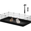EUGAD Recinto per Animali di Piccola Taglia con Fondo e Porta, Recinto per Conigli Interno, Gabbie in Filo Metallico da Interno per Animali Piccoli 140x71x37cm Nero